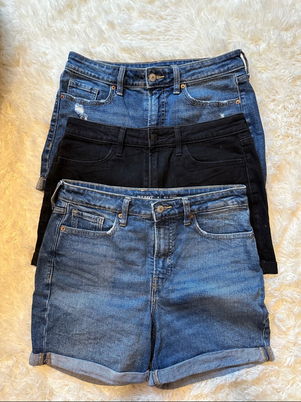 Old Navy Women’s Denim Shorts Trio - Black & Two Blues